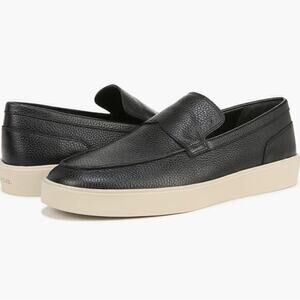 ▶️ Vince ◀️ Men's Toren Slip On Loafers Black Pebbled Leather